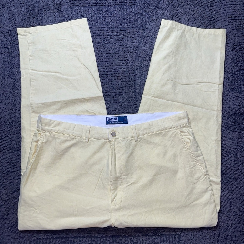Polo Ralph Lauren Men's 35x27 Chino Pants Yellow Cotton Flat Front